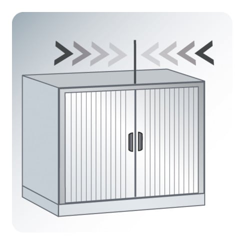 C+P Buffet à dossiers Omnispace avec volet roulant, 4 hauteurs de dossiers, H1660xL800xP420mm façade gris clair corps gris clair