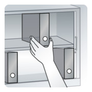 C+P Buffet à dossiers Omnispace avec volet roulant, 4 hauteurs de dossiers, H1660xL800xP420mm façade gris clair corps gris clair-4