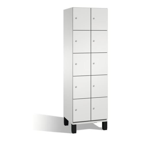 C+P Cambio armoire avec étagères sur pieds 10 étagères avant gris clair corps gris clair gris clair
