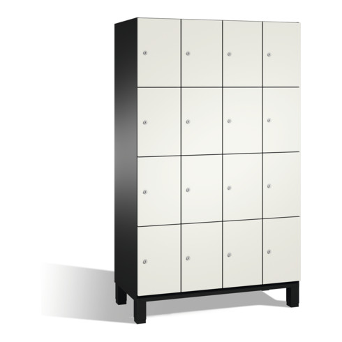 C+P Cabinet Cambio sur pieds, 16 compartiments, H1980xL1200xP525mm Avant Blanc pur corps Noir gris