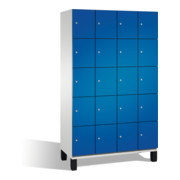C+P Cabinet Cambio sur pieds, 20 compartiments, H1980xL1200xP525mm Façade Gentiane avant bleu corps gris clair
