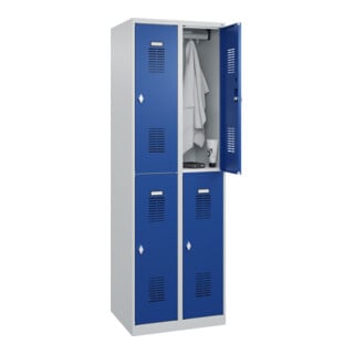 C+P Casier double étage Base PLUS, 4 compartiments, 1850x600x500mm, 7035/5010