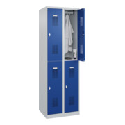 C+P Casier double étage Base PLUS, 4 compartiments, 1850x600x500mm, 7035/5010
