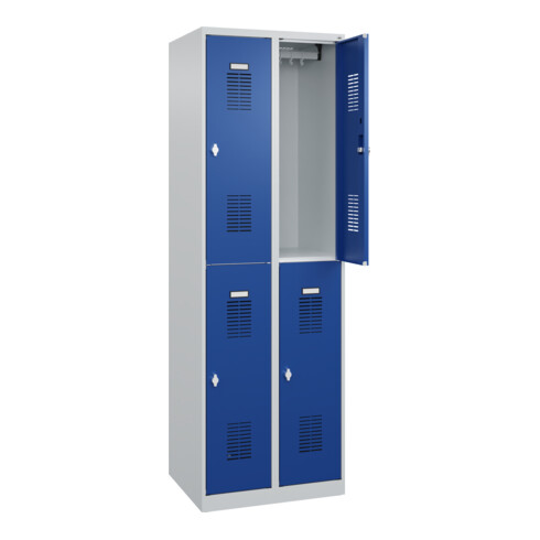C+P Casier double étage Base PLUS, 4 compartiments, 1850x600x500mm, 7035/5010