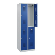 C+P Casier double étage Base PLUS, 4 compartiments, 1850x600x500mm, 7035/5010-2