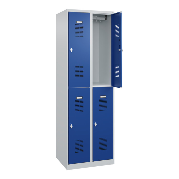 C+P Casier double étage Base PLUS, 4 compartiments, 1850x600x500mm, 7035/5010
