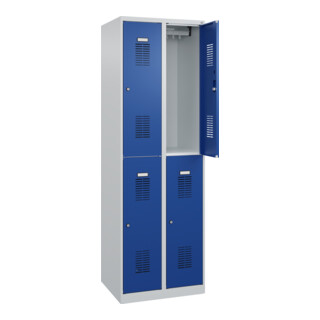 C+P Casier double étage Base PLUS, 4 compartiments, 1850x600x500mm, 7035/5010