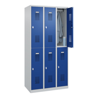 C+P Casier double étage Base PLUS, 6 compartiments, 1850x900x500mm, 7035/5010