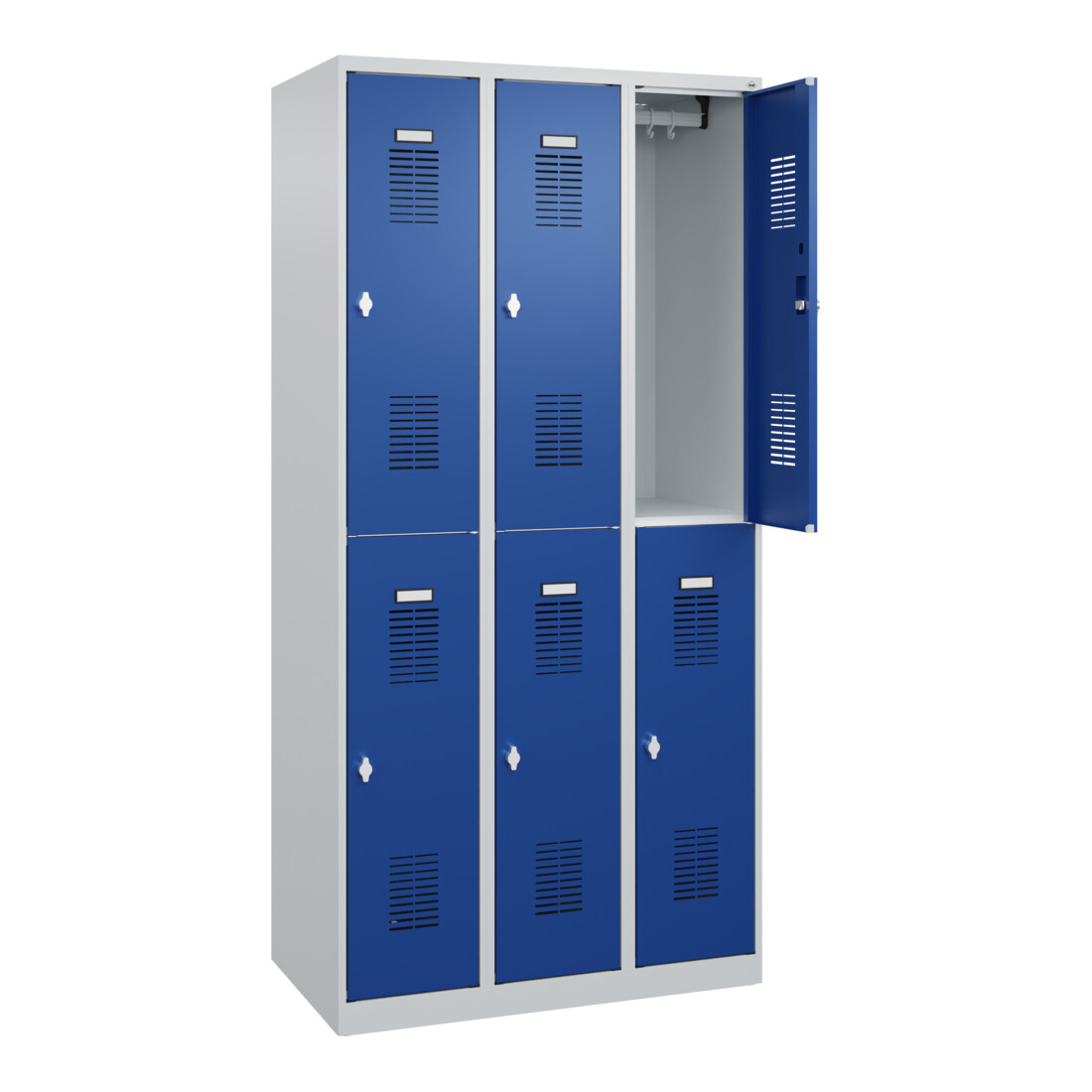 C+P Casier double étage Base PLUS, 6 compartiments, 1850x900x500mm, 7035/5010