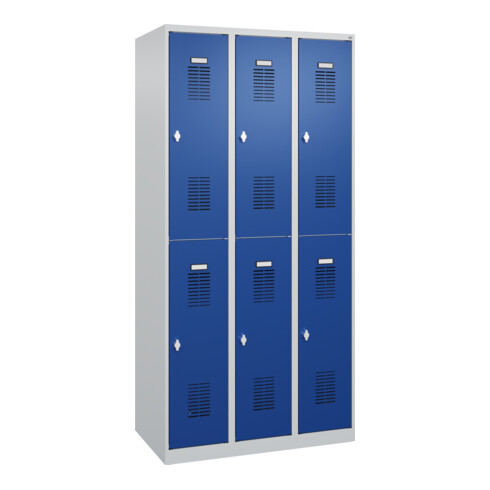 C+P Casier double étage Base PLUS, 6 compartiments, 1850x900x500mm, 7035/5010