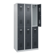 C+P Casier double étage Base PLUS, 6 compartiments, 1850x900x500mm, 7035/7016