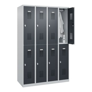 C+P Casier double étage Base PLUS, 8 compartiments, 1850x1200x500mm, 7035/7016