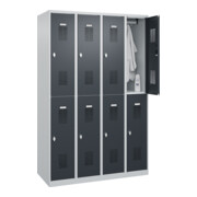C+P Casier double étage Base PLUS, 8 compartiments, 1850x1200x500mm, 7035/7016