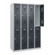 C+P Casier double étage Base PLUS, 8 compartiments, 1850x1200x500mm, 7035/7016-2