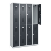 C+P Casier double étage Base PLUS, 8 compartiments, 1850x1200x500mm, 7035/7016-2