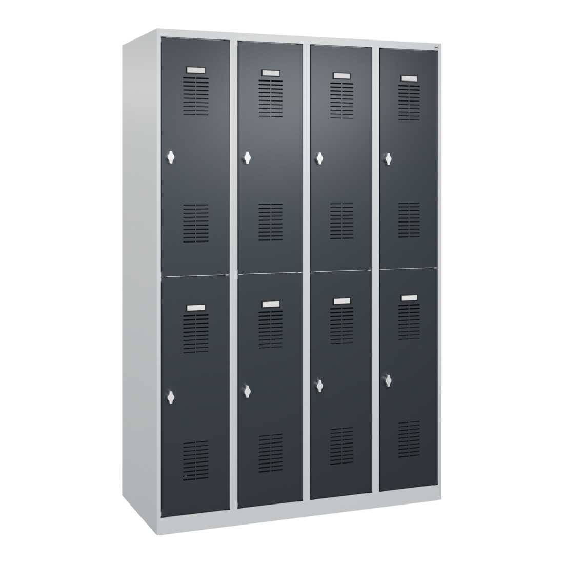 C+P Casier double étage Base PLUS, 8 compartiments, 1850x1200x500mm, 7035/7016