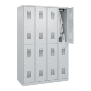 C+P Casier double étage Base PLUS, 8 compartiments, 1850x1200x500mm, 7035/7035