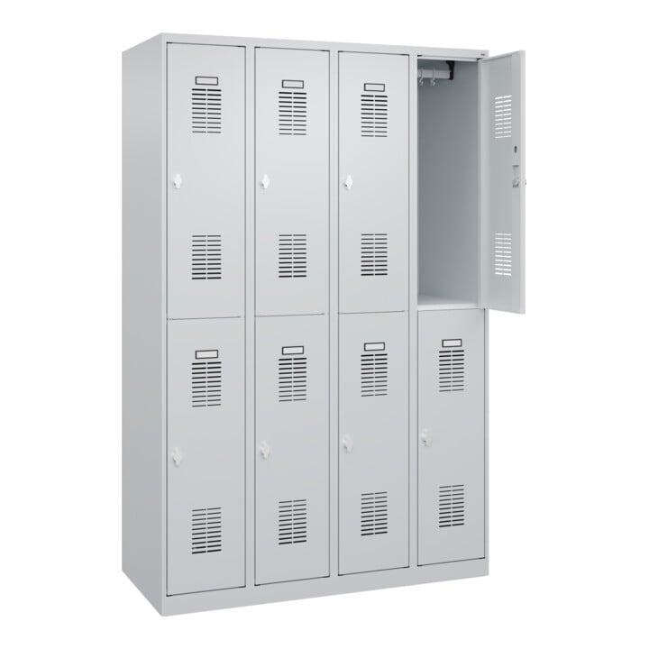 C+P Casier double étage Base PLUS, 8 compartiments, 1850x1200x500mm, 7035/7035