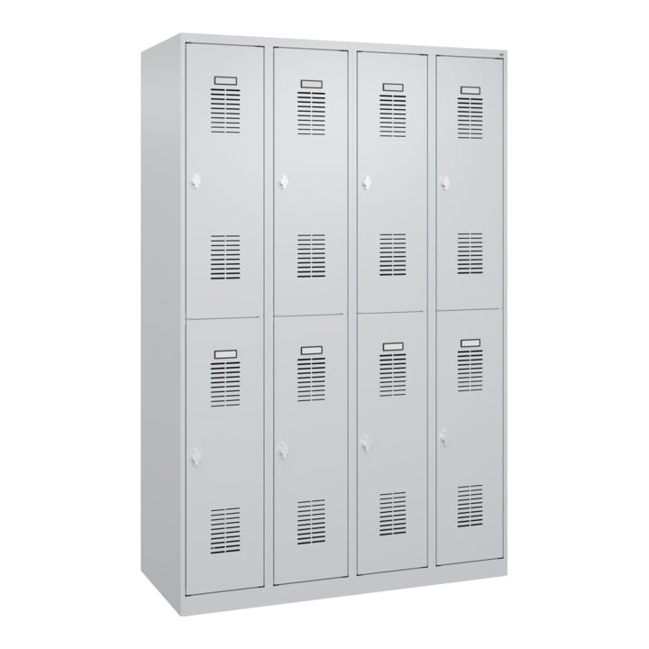 C+P Casier double étage Base PLUS, 8 compartiments, 1850x1200x500mm, 7035/7035