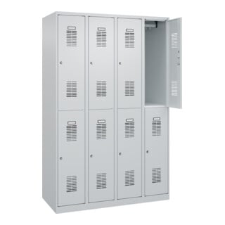 C+P Casier double étage Base PLUS, 8 compartiments, 1850x1200x500mm, 7035/7035