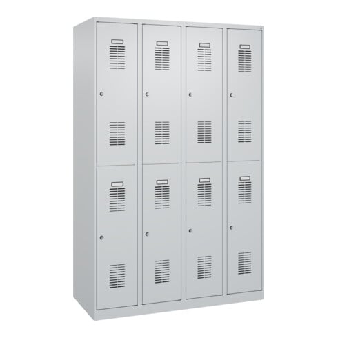 C+P Casier double étage Base PLUS, 8 compartiments, 1850x1200x500mm, 7035/7035