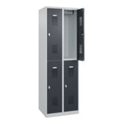 C+P Casier double étage Basis PLUS, 4 compartiments, 1850x600x500mm, 7035/7016-2