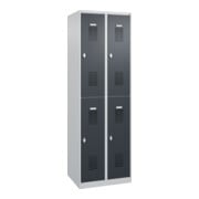 C+P Casier double étage Basis PLUS, 4 compartiments, 1850x600x500mm, 7035/7016-4