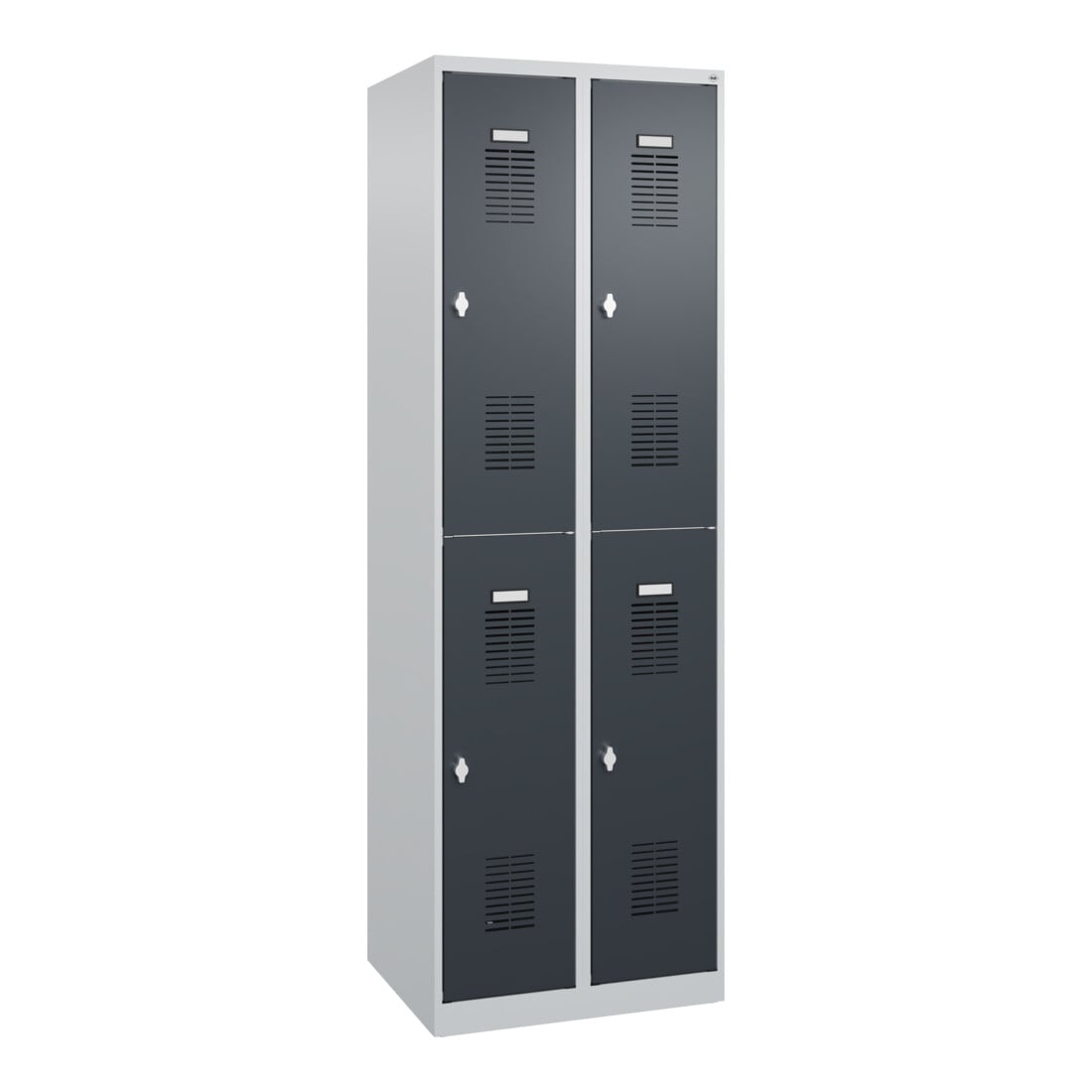 C+P Casier double étage Basis PLUS, 4 compartiments, 1850x600x500mm, 7035/7016