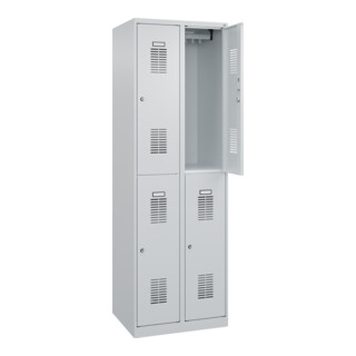 C+P Casier double étage Basis PLUS, 4 compartiments, 1850x600x500mm, 7035/7035