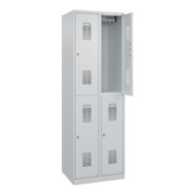 C+P Casier double étage Basis PLUS, 4 compartiments, 1850x600x500mm, 7035/7035