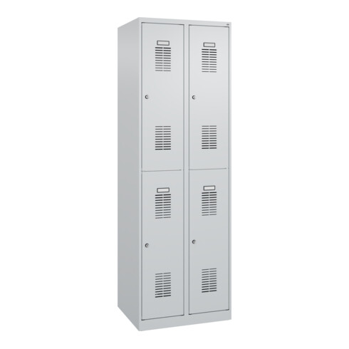 C+P Casier double étage Basis PLUS, 4 compartiments, 1850x600x500mm, 7035/7035