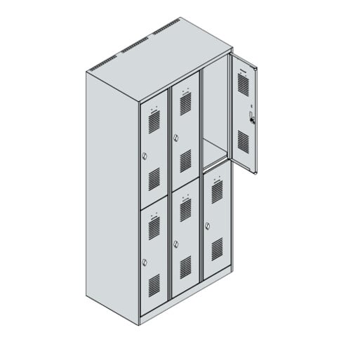 C+P Casier double étage Basis PLUS, 6 compartiments, 1850x900x500mm, 7035/5010