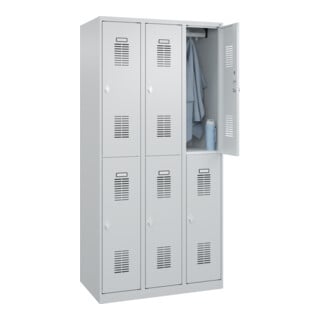 C+P Casier double étage Basis PLUS, 6 compartiments, 1850x900x500mm, 7035/7035