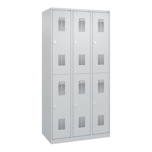 C+P Casier double étage Basis PLUS, 6 compartiments, 1850x900x500mm, 7035/7035