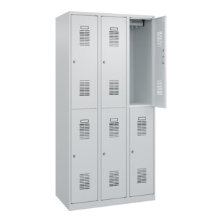 C+P Casier double étage Basis PLUS, 6 compartiments, 1850x900x500mm, 7035/7035