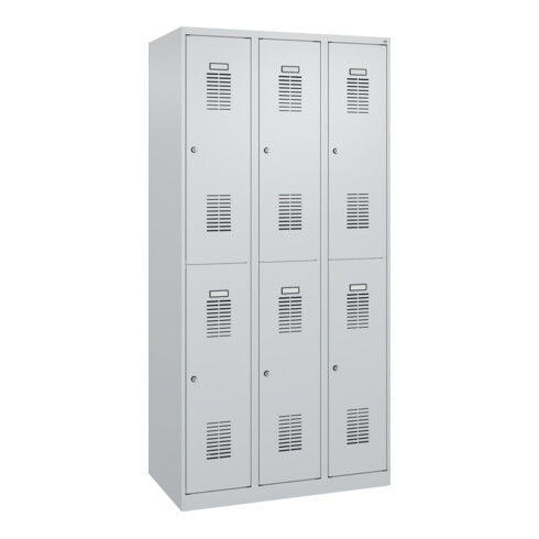 C+P Casier double étage Basis PLUS, 6 compartiments, 1850x900x500mm, 7035/7035