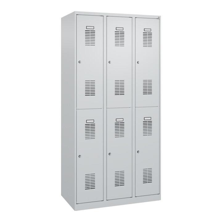 C+P Casier double étage Basis PLUS, 6 compartiments, 1850x900x500mm, 7035/7035