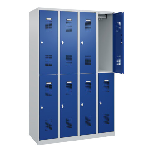 C+P Casier double étage Basis PLUS, 8 compartiments, 1850x1200x500mm, 7035/5010
