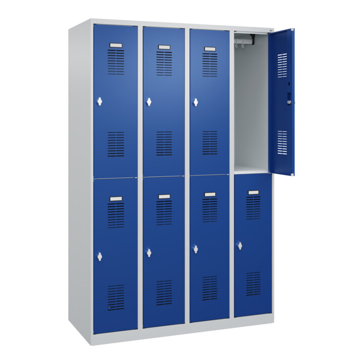C+P Casier double étage Basis PLUS, 8 compartiments, 1850x1200x500mm, 7035/5010