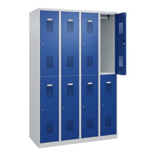 C+P Casier double étage Basis PLUS, 8 compartiments, 1850x1200x500mm, 7035/5010