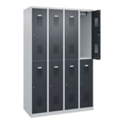 C+P Casier double étage Basis PLUS, 8 compartiments, 1850x1200x500mm, 7035/7016