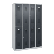 C+P Casier double étage Basis PLUS, 8 compartiments, 1850x1200x500mm, 7035/7016-2
