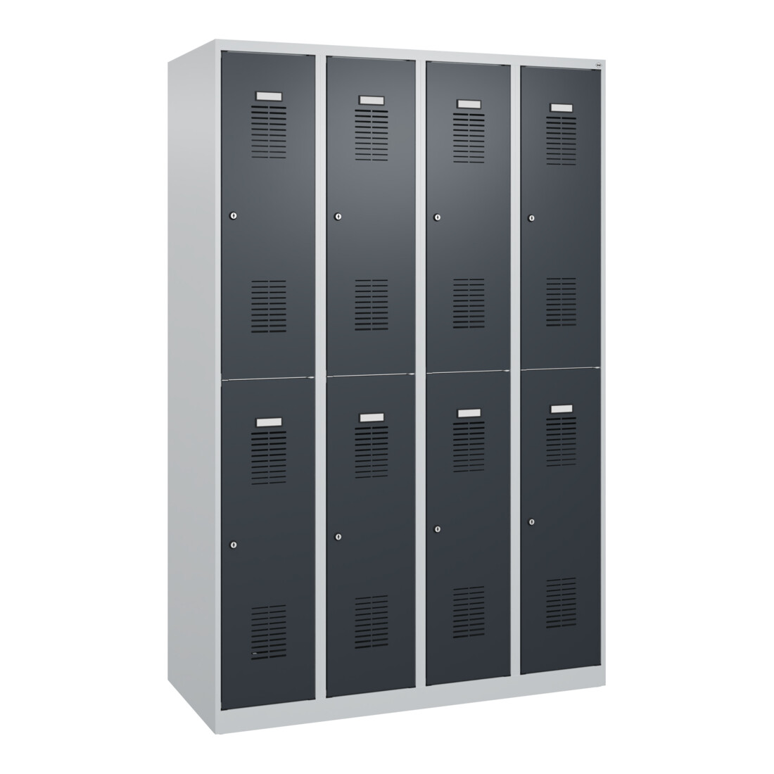 C+P Casier double étage Basis PLUS, 8 compartiments, 1850x1200x500mm, 7035/7016