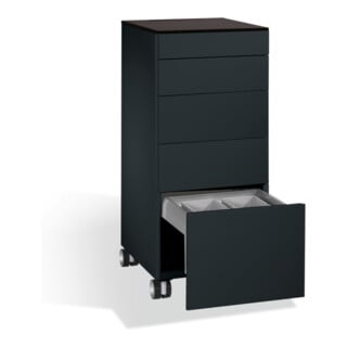 C+P Catering-Caddy Asisto avec collecteur de déchets, H1150xL500xP600mm noir gris gris
