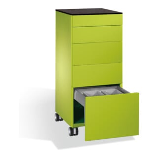 C+P Catering-Caddy Asisto avec collecteur de déchets, H1150xW500xD600mm Viridian vert