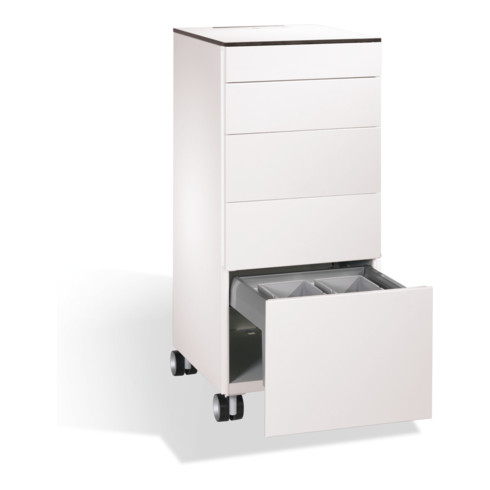 C+P Catering-Caddy Asisto avec poubelle, H1150xW500xD600mm avant blanc pur corps blanc pur blanc pur