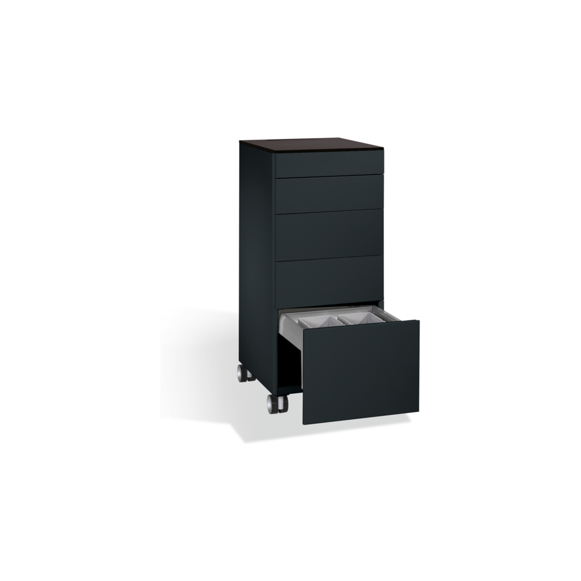 C+P Catering-Caddy Asisto mit Abfallsammler, H1150xB500xT600mm Schwarzgrau ; C + P Möbelsysteme