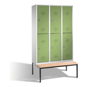 C+P Classic armoire à deux niveaux avec banquette 6 compartiments Avant Reseda vert carrosserie Gris clair