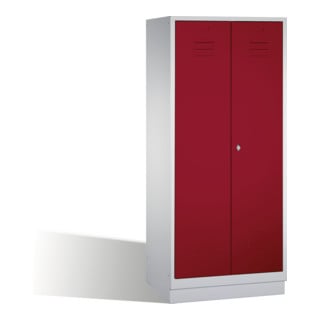 C+P Double broche Classic sur socle, 2 compartiments, H1800×I810×P500mm, façade rubis, corps gris clair