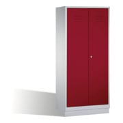 C+P Double broche Classic sur socle, 2 compartiments, H1800×I810×P500mm, façade rubis, corps gris clair-1
